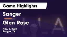 Sanger  vs Glen Rose Game Highlights - Nov. 3, 2022