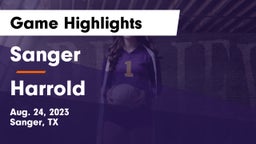 Sanger  vs Harrold  Game Highlights - Aug. 24, 2023