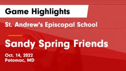 St. Andrew's Episcopal School vs Sandy Spring Friends Game Highlights - Oct. 14, 2022