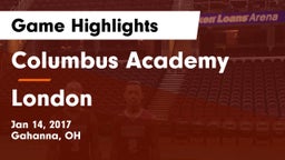 Columbus Academy  vs London  Game Highlights - Jan 14, 2017