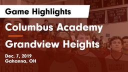 Columbus Academy  vs Grandview Heights  Game Highlights - Dec. 7, 2019