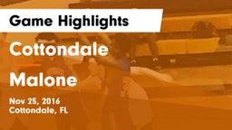 Cottondale  vs Malone Game Highlights - Nov 25, 2016
