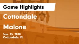 Cottondale  vs Malone  Game Highlights - Jan. 23, 2018