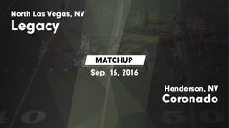 Matchup: Legacy  vs. Coronado  2016