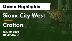 Sioux City West   vs Crofton  Game Highlights - Jan. 10, 2020