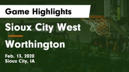 Sioux City West   vs Worthington  Game Highlights - Feb. 13, 2020