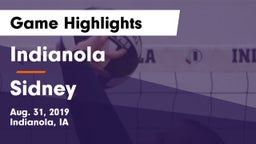 Indianola  vs Sidney  Game Highlights - Aug. 31, 2019