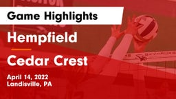 Hempfield  vs Cedar Crest  Game Highlights - April 14, 2022
