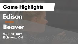 Edison  vs Beaver  Game Highlights - Sept. 18, 2022