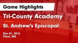 Tri-County Academy  vs St. Andrew's Episcopal  Game Highlights - Dec 01, 2016