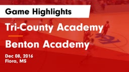 Tri-County Academy  vs Benton Academy Game Highlights - Dec 08, 2016