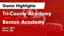 Tri-County Academy  vs Benton Academy Game Highlights - Jan 3, 2017