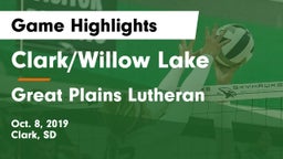 Clark/Willow Lake  vs Great Plains Lutheran  Game Highlights - Oct. 8, 2019