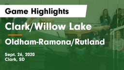 Clark/Willow Lake  vs Oldham-Ramona/Rutland  Game Highlights - Sept. 26, 2020