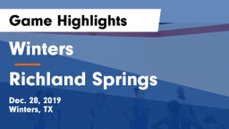 Winters  vs Richland Springs  Game Highlights - Dec. 28, 2019