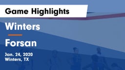 Winters  vs Forsan  Game Highlights - Jan. 24, 2020