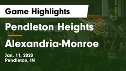 Pendleton Heights  vs Alexandria-Monroe  Game Highlights - Jan. 11, 2020