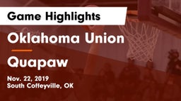 Oklahoma Union  vs Quapaw  Game Highlights - Nov. 22, 2019