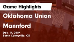 Oklahoma Union  vs Mannford Game Highlights - Dec. 14, 2019