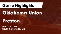 Oklahoma Union  vs Preston  Game Highlights - March 5, 2022
