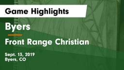 Byers  vs Front Range Christian  Game Highlights - Sept. 13, 2019
