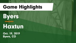 Byers  vs Haxtun Game Highlights - Oct. 19, 2019