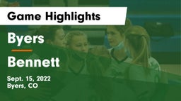 Byers  vs Bennett  Game Highlights - Sept. 15, 2022