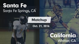 Matchup: Santa Fe  vs. California  2016
