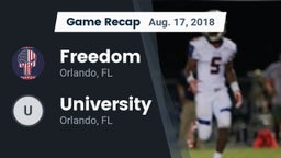 Recap: Freedom  vs. University  2018