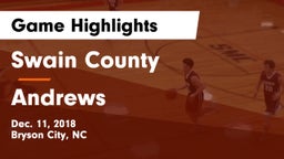Swain County  vs Andrews  Game Highlights - Dec. 11, 2018