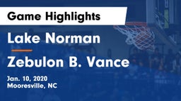 Lake Norman  vs Zebulon B. Vance  Game Highlights - Jan. 10, 2020