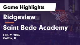 Ridgeview  vs Saint Bede Academy Game Highlights - Feb. 9, 2023