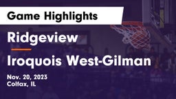 Ridgeview  vs Iroquois West-Gilman Game Highlights - Nov. 20, 2023