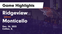 Ridgeview  vs Monticello  Game Highlights - Dec. 26, 2023