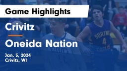 Crivitz vs Oneida Nation  Game Highlights - Jan. 5, 2024