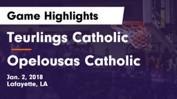 Teurlings Catholic  vs Opelousas Catholic Game Highlights - Jan. 2, 2018