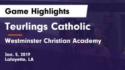 Teurlings Catholic  vs Westminster Christian Academy  Game Highlights - Jan. 5, 2019