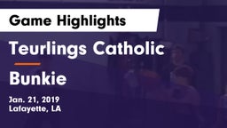 Teurlings Catholic  vs Bunkie Game Highlights - Jan. 21, 2019