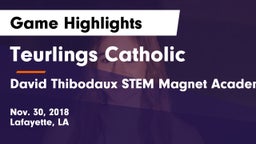 Teurlings Catholic  vs David Thibodaux STEM  Magnet Academy Game Highlights - Nov. 30, 2018