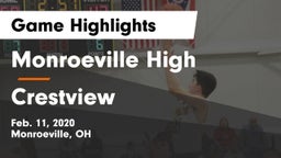 Monroeville High vs Crestview Game Highlights - Feb. 11, 2020