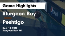 Sturgeon Bay  vs Peshtigo  Game Highlights - Dec. 18, 2018