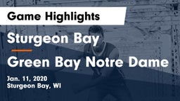Sturgeon Bay  vs Green Bay Notre Dame Game Highlights - Jan. 11, 2020