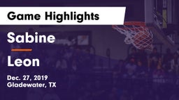 Sabine  vs Leon  Game Highlights - Dec. 27, 2019