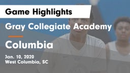 Gray Collegiate Academy vs Columbia  Game Highlights - Jan. 10, 2020