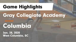 Gray Collegiate Academy vs Columbia  Game Highlights - Jan. 28, 2020