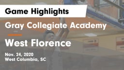 Gray Collegiate Academy vs West Florence  Game Highlights - Nov. 24, 2020