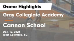 Gray Collegiate Academy vs Cannon School Game Highlights - Dec. 12, 2020