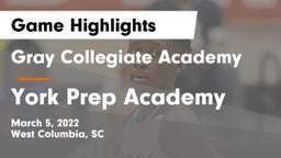 Gray Collegiate Academy vs York Prep Academy  Game Highlights - March 5, 2022