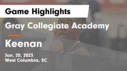 Gray Collegiate Academy vs Keenan  Game Highlights - Jan. 20, 2023