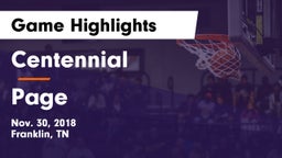 Centennial  vs Page  Game Highlights - Nov. 30, 2018
